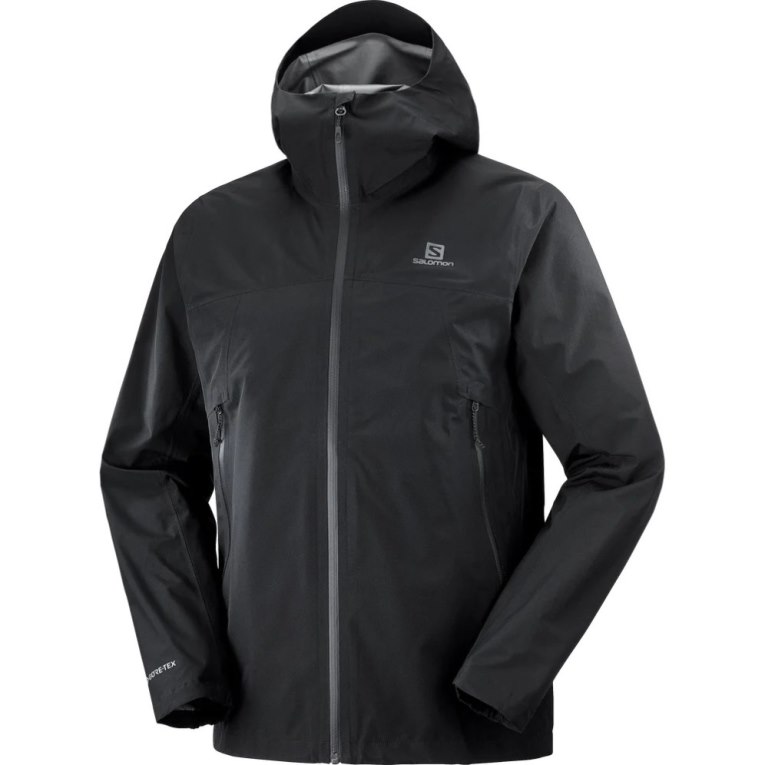 Black Salomon Outline GTX 2.5 Layers Waterproof Men's Shell Jackets | IE BG7396